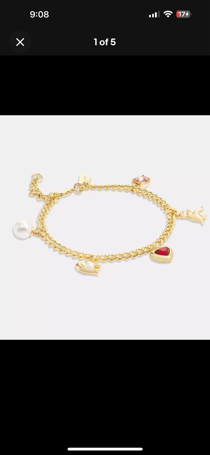 COACH Signature Stone And Heart Charm Bracelet NWT!