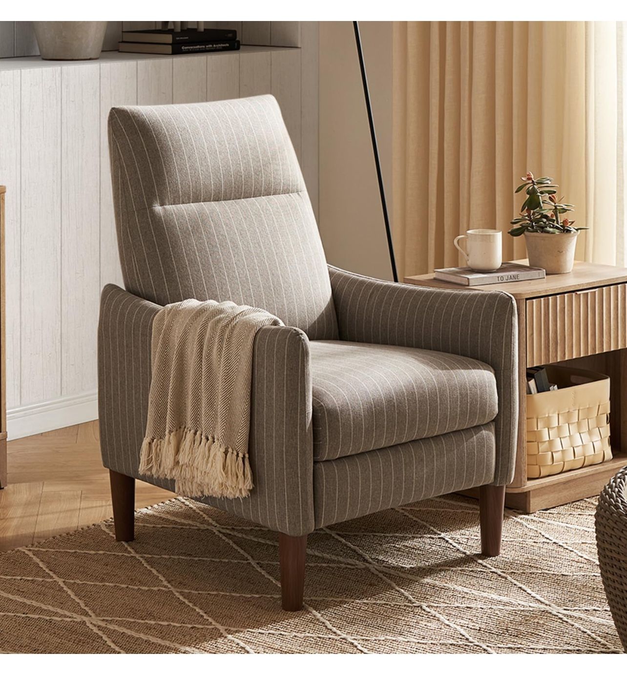 2103 STS Arthur Recliner Chair with 3 Positions, Accent Chair, Mid Century Modern Reading Chair, High Back Padded Support Comfy Sleeper Armchair (Jacq