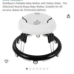 DaGiBayCn Foldable Baby Walker W/Safety Slider The Oldschool Round Shape 6-18 Months Black/White NEW 