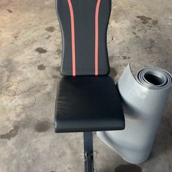 Like- New adjustable weight bench(Incline, Flat, Decline) and exercise mat