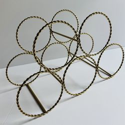 5 Wine Bottles Gold Metal Rack