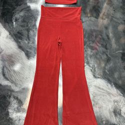 Velour Tube Top & Flared Pants