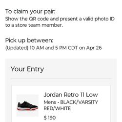 Jordan 11 Bred Low Size 12 