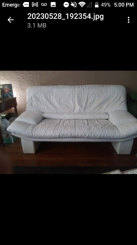 White Leather Couch 