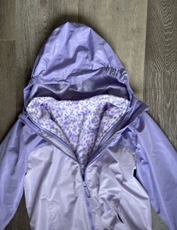 Eddie Bauer Girls Purple Lightweight Jacket Youth Large With Detachable Lining