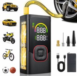 Portable Cordless Tire Inflator with Color LCD & Emergency LED Light