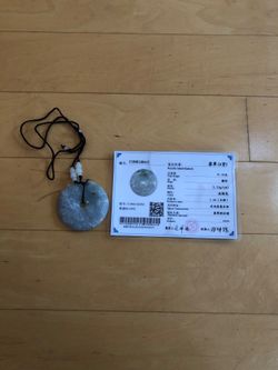 Big Donut Jade Pendant With Certificate, New