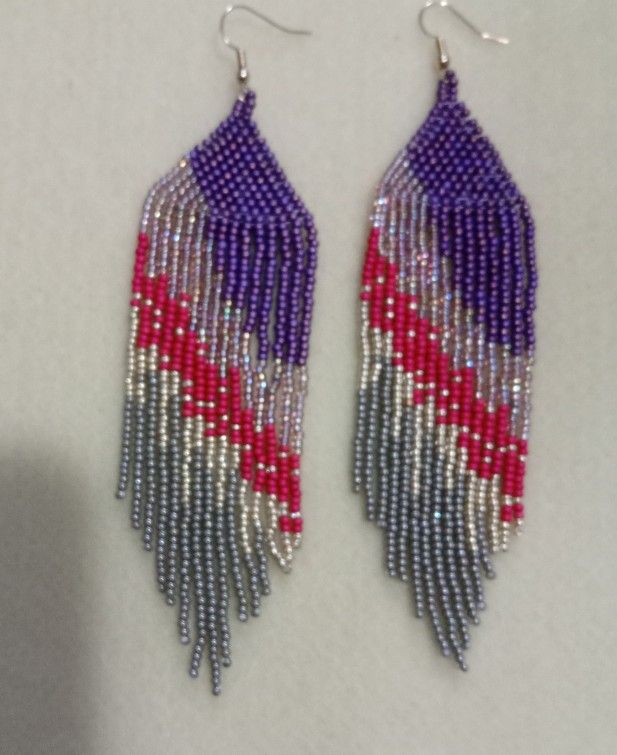 Handmade Beaded Ombre Earrings 