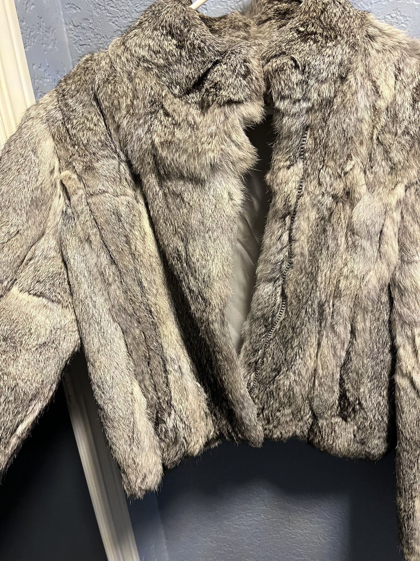 Blue Fox Coat - Golden Leaf Design - Ladies Medium