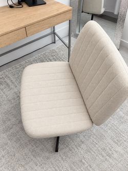 Cream Fabric Criss Cross  Chair with Black Legs