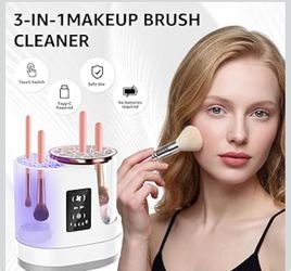 3-in-1 Electric Makeup Brush Cleaner Machine, Automatic Deep Cleaning & Drying, USB Powered for Most Brushes & Sponges