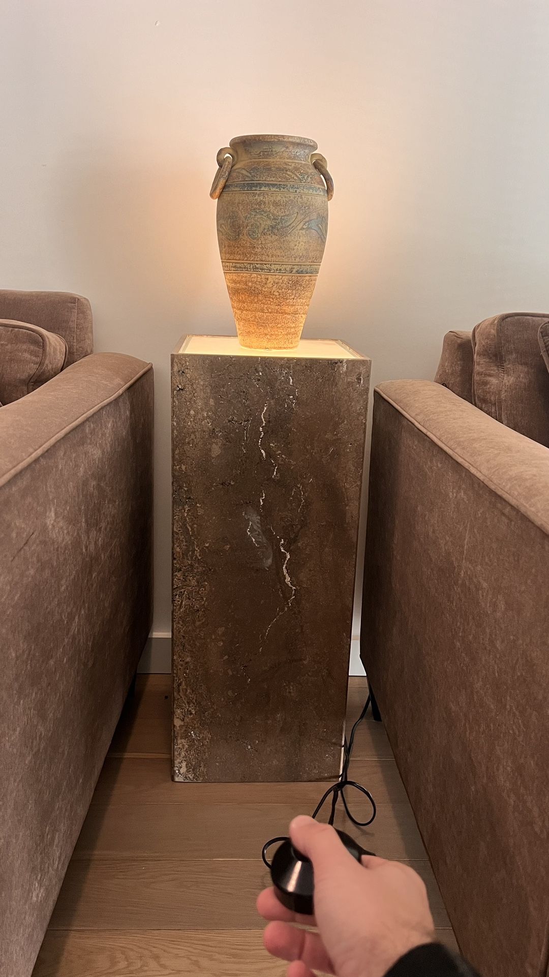 Marble pedestal with light