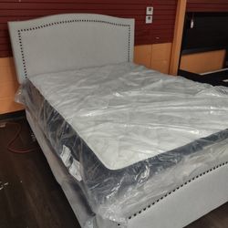 New King Upholstered Bed Frame On Sale Now