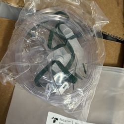 Oxygen Mask for Face Adult with 6.6' Tube & Adjustable Elastic Strap - Size M+L (Clear) - NO CUP