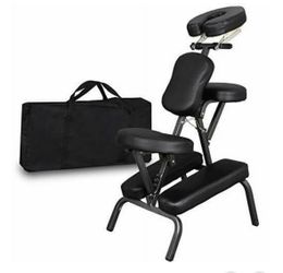Portable Massage Chair Leather Pad Travel Massage Tattoo Spa Chair, Black