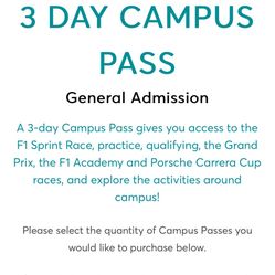 F1 Miami 3day Miami Campus Pass Resale *2 Tickets*