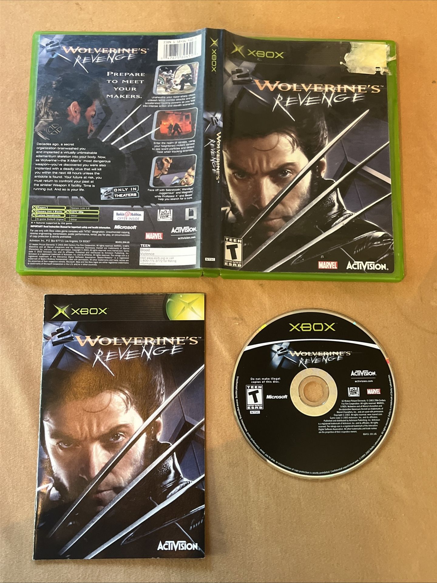 X2: Wolverine's Revenge (Xbox, 2003) Complete Tested 