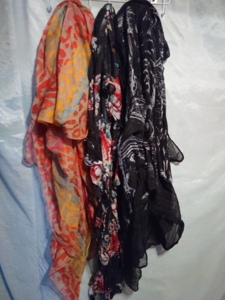 Trio of Lightweight Printed Scarves