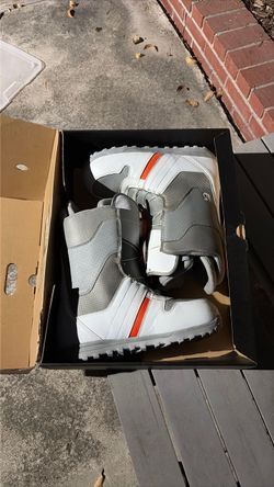 Size 13 men’s Burton Snowboard Boots White Gray Red