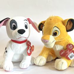 New with Tags! Disney 101 Dalmatians “Patch” & Lion Kings “Simba” Plush 11” 