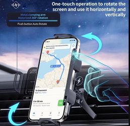 Wireless Charging Car Phone Mount with Auto Rotate
