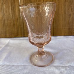Indiana Glass Madrid Recollection Pink Water Goblet, a vintage-style pressed glass piece originally produced in the 1970s and 1980s.  