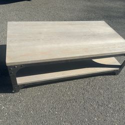 13” tall x 42.25” long x 22.75” wide Rectangular Coffee Table with Metal Legs