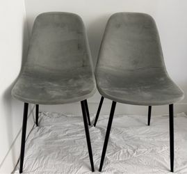 2 Gray Velvet Dining Chairs