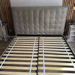 West Elm King Size Leather Bed