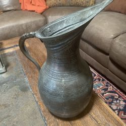 Antique Tinned Copper Pitcher