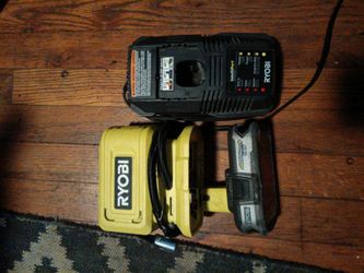 Ryobi air pump + Ryobi 18v lithium battery and charger