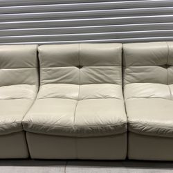 3 pc Leather Modular Sectional Sofa chairs italian taupe