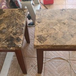 Wood And Marble End Tables
