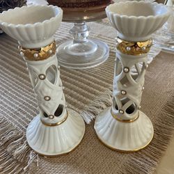 Lenox Florentine & Pearl Candle Stick Holders 