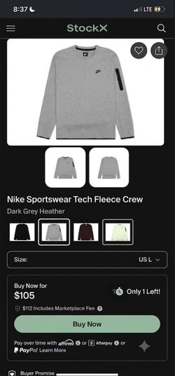 Grey Nike tech flea sweater brand new