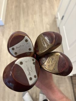Vintage MacGregor Tourney Persimmon Wood Golf Clubs Set Of 4