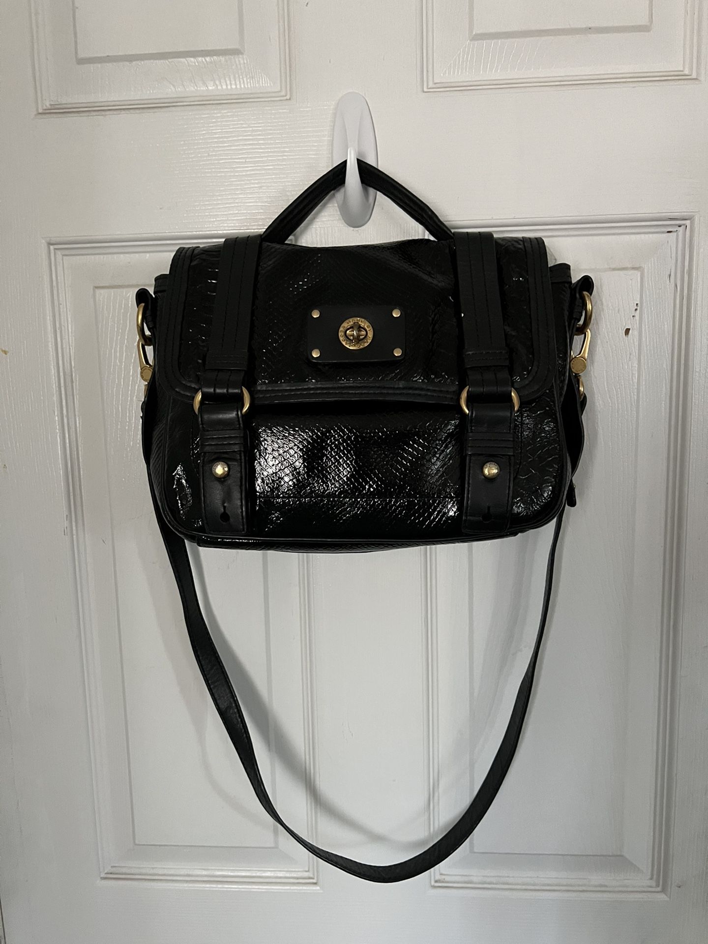 Marc Jacobs snake embossed patent leather messenger bag
