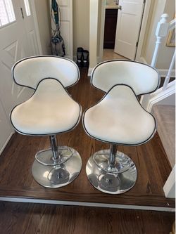 White leather bar stools