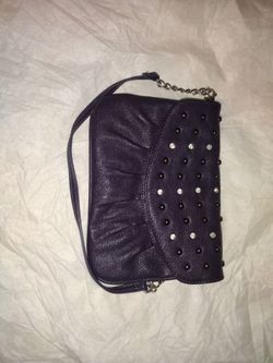 Grace Adele Studded & Rhinestone Faux Leather - Plum
