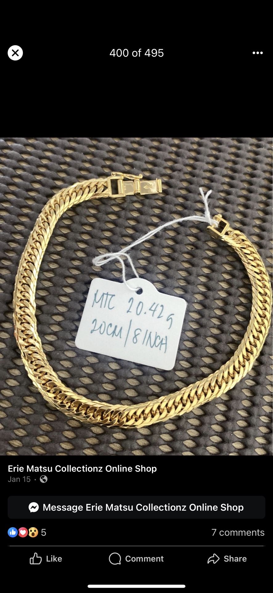Bracelet 18k Japan Gold 20grams 