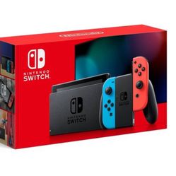 Nintendo Switch with Neon Blue and Neon Red Joy-Con