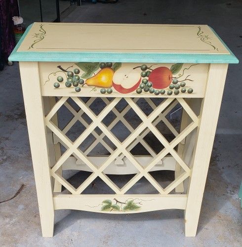 Wine RACK Hand PAINTED table