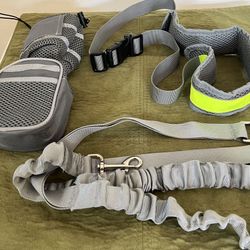 Reflective Hands-free Dog Leash System  for running or walking with your Medium/Big dog, including 1 waist belt + 1 bungee leash + 2 Storage Ba