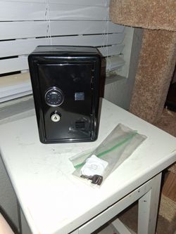 Black Metal Safe with Combination Dial and Key Lock