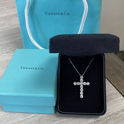Tiffany&Co Large Diamond Cross Necklace 