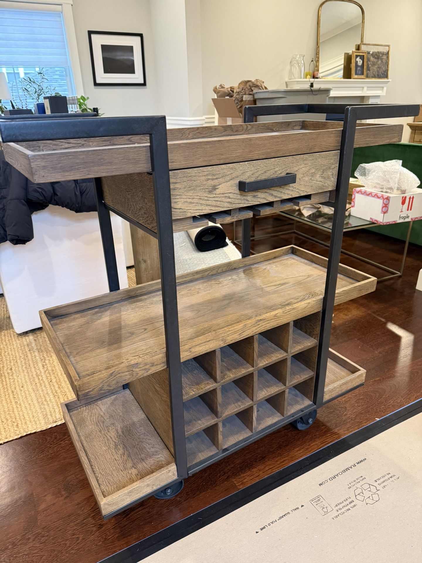 Wood And Metal Bar Cart