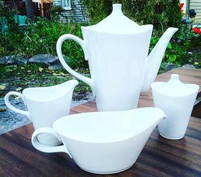 Don victor schreckengost ca. 1960 mid century white coffee pot set for homer laughlin !