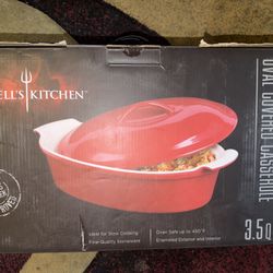 Hell's Kitchen Enameled Stoneware Oval Covered Dish
