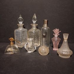 Vintage Lidded Glass Perfume Bottles 8pc.