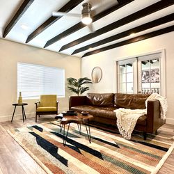 Vintage Distressed Leather Sofa – 91”